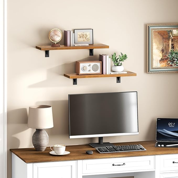 HOOBRO Floating Shelves for Wall, 15.7" Wall Mounted Shelves Set of 2, Hanging