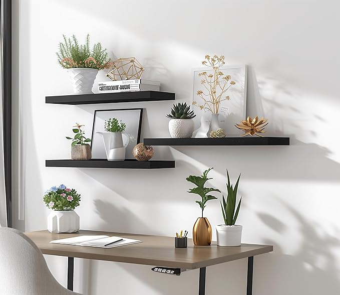 YYWUOJJ Wood Floating Shelves for Wall Decor, Rustic Wall Shelves for Bedroom