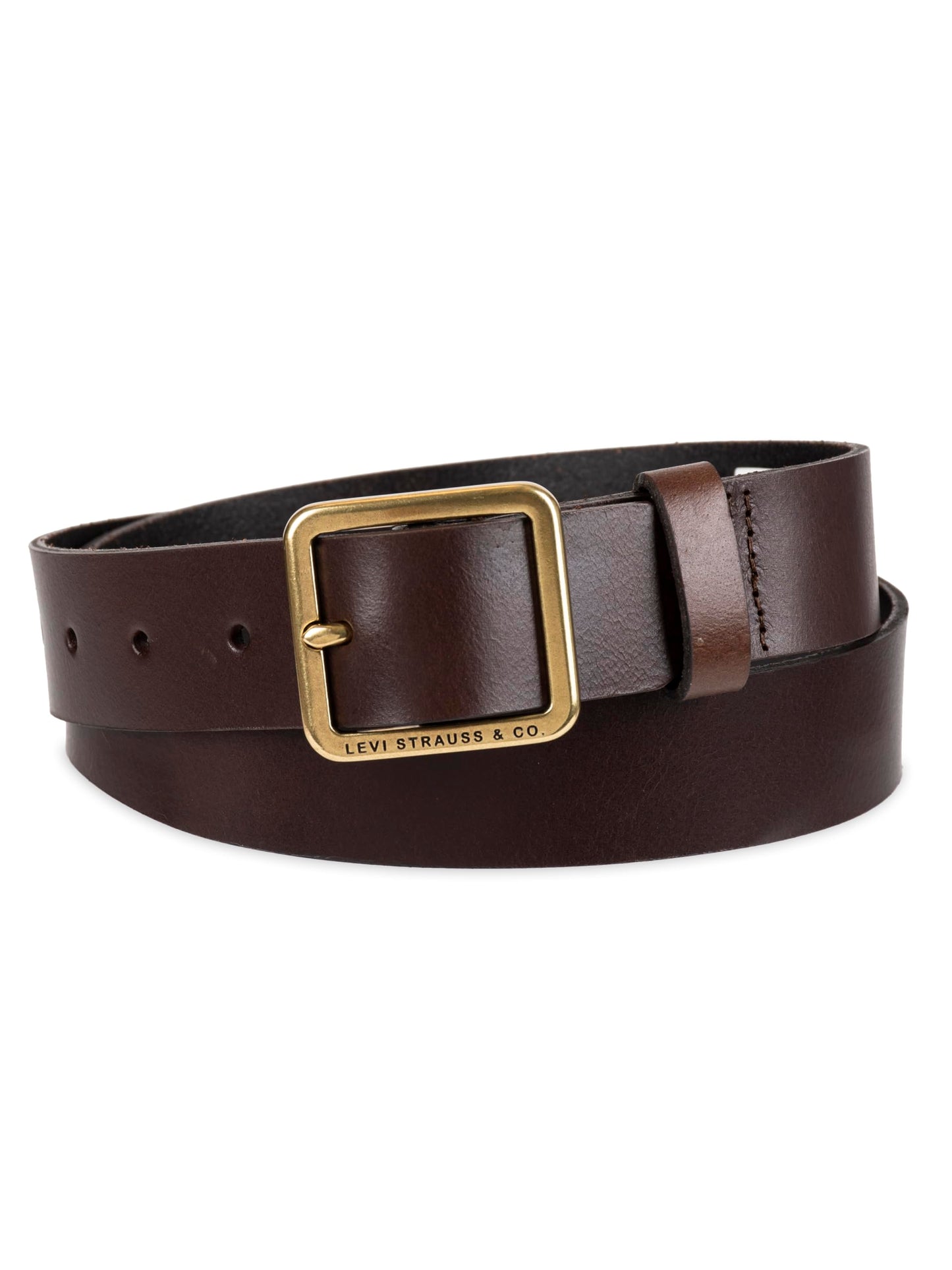 Levi's Women's Slim Casual Leather Jean Belt with Square Center Bar Buckle (Regular and Plus Sizes), Brown Elevated, Medium