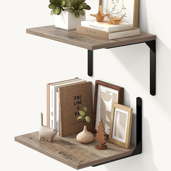 Fun Memories Floating Shelves for Wall, 12 Inch Deep Floating Shelves Set of 2