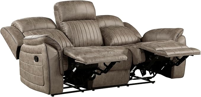 Lexicon 83.5" W Manual Double Reclining Sofa, Polished Microfiber Recliner Sofa