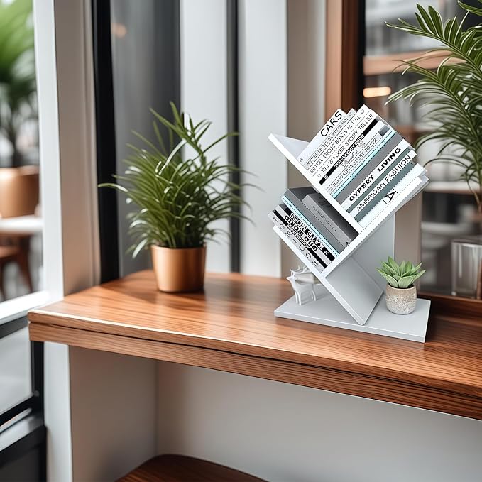 Godferyxin Tree Bookshelf, 3-Tier Small Bookcase