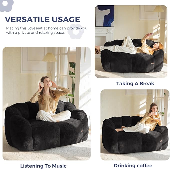 MAXYOYO Bean Bag Chair for Adults, Loveseat Floral Shaped Bean Bag Sofa