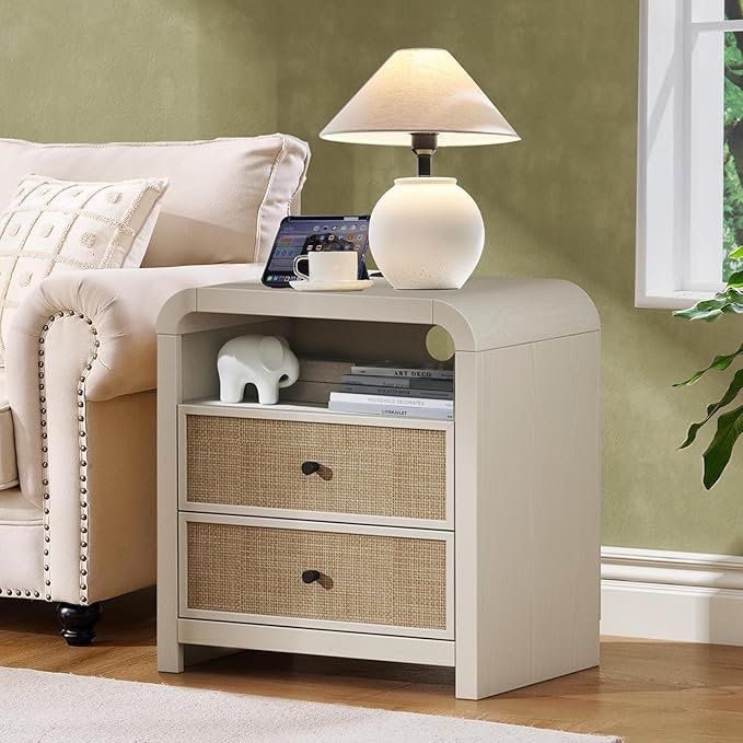 Oak&Sparrow Rattan Nightstand Set of 2, 23.6'' Rattan End Table
