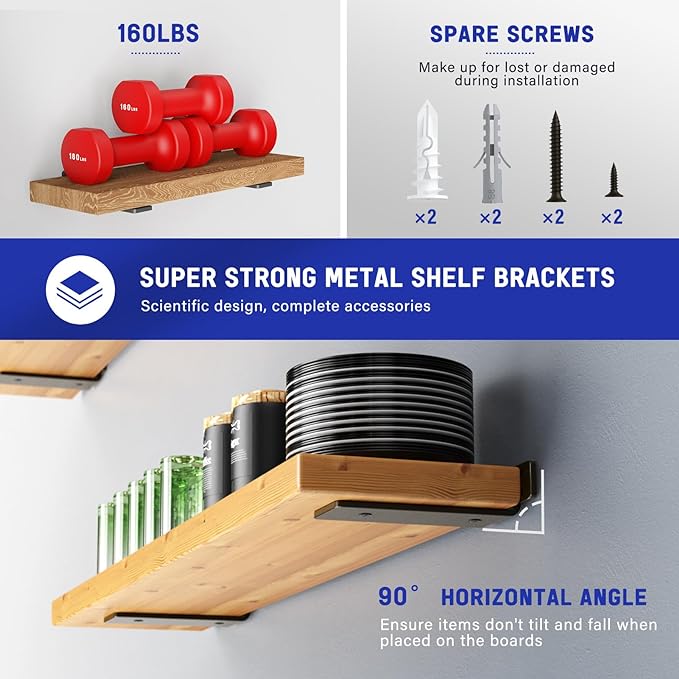 Goovilla Shelf Bracket, Heavy Duty Floating Shelf Brackets 6 inch Long
