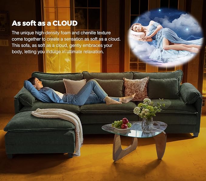 ELUCHANG 116" U Shaped Modular Sectional Cloud Couch