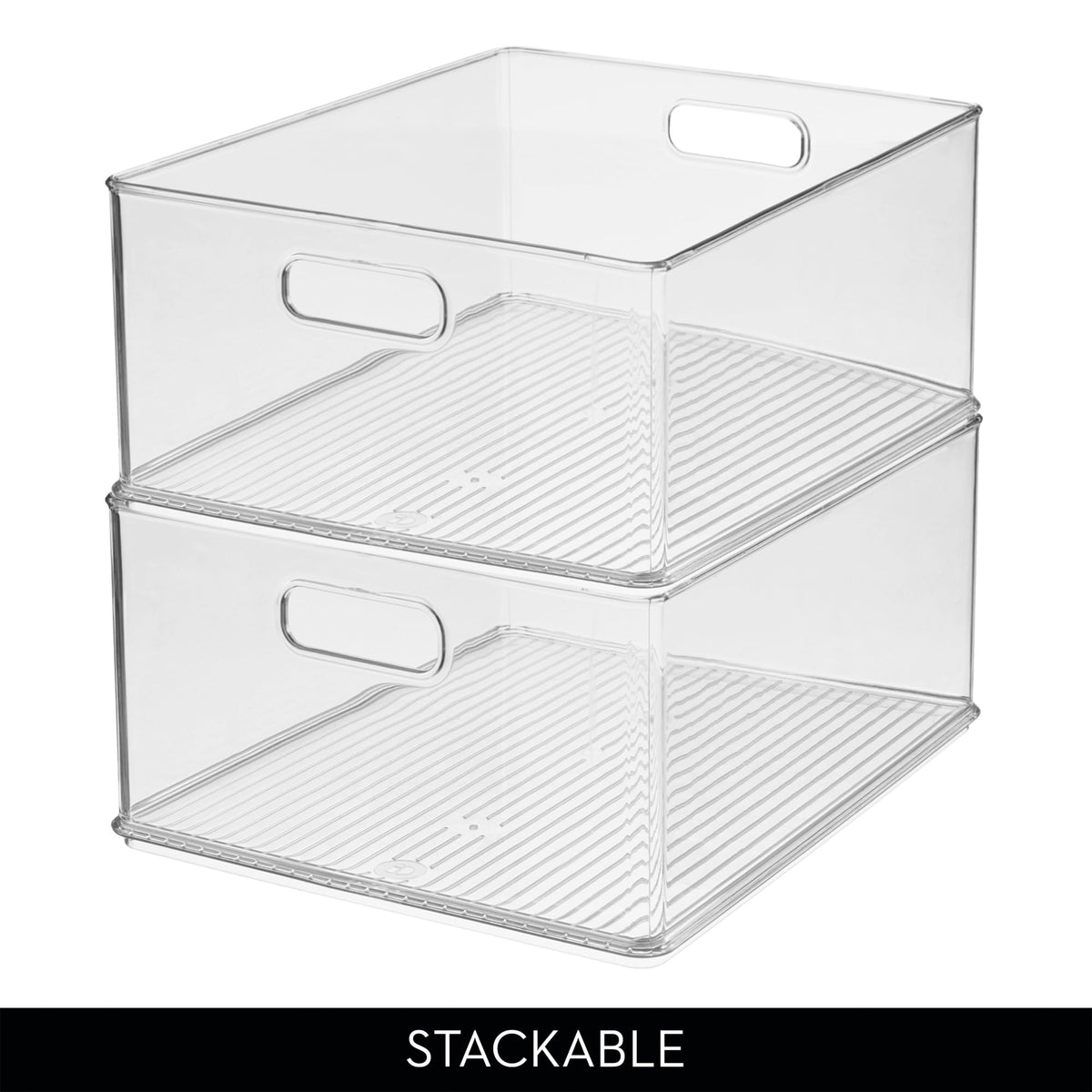 iDesign Recycled Plastic Stackable Storage Bin with Handles - Clear