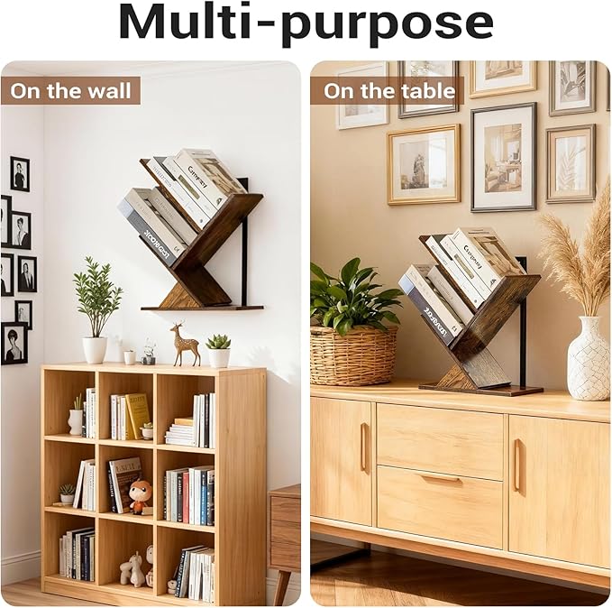 3-Tier Tree Book Shelves for Wall, Small Wall Mounted Shelves, Unique Hanging