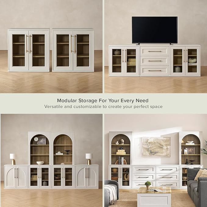 mopio Blake Buffet Cabinet, Small Modular Accent Display Sideboard