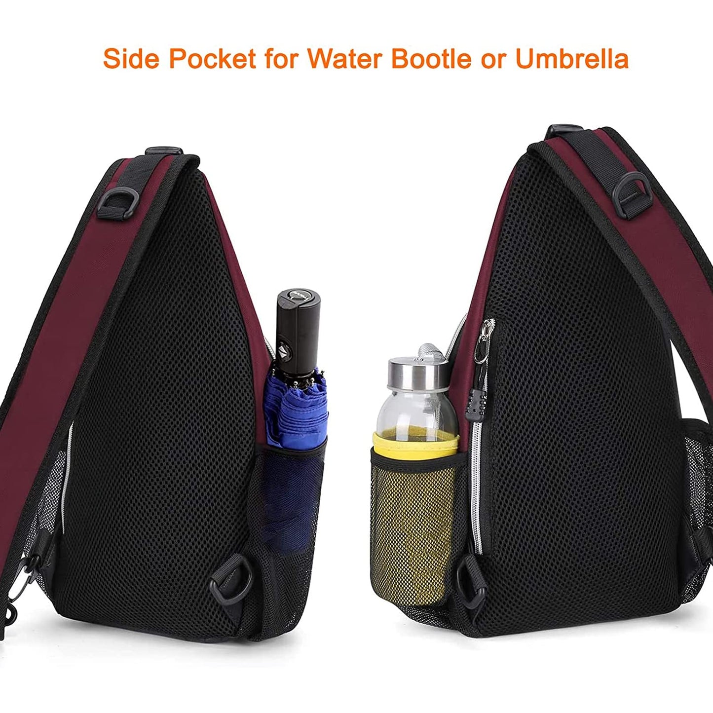 MOSISO Mini Sling Backpack,Small Hiking Daypack Travel Outdoor Casual Sports Bag, Wine Red