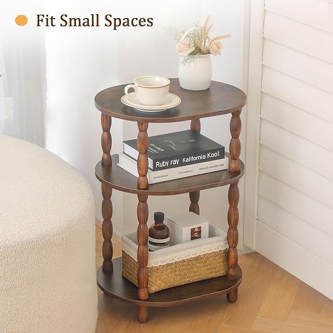 MaxSmeo Side Table, 3-Tier Small End Table, Modern Oval Night Stand Accent Table