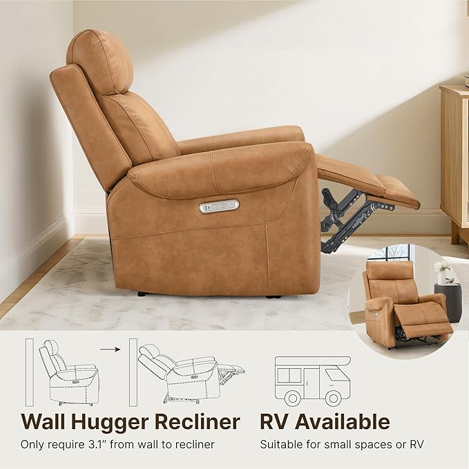 KISLOT Leather Recliner Chair for Adults Wall Hugger RV Recliner
