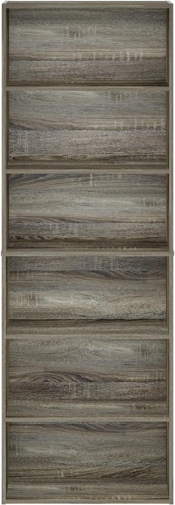 Furinno Jaya Simply Home Free Standing 6-Tier Open Storage Bookcase, French Oak