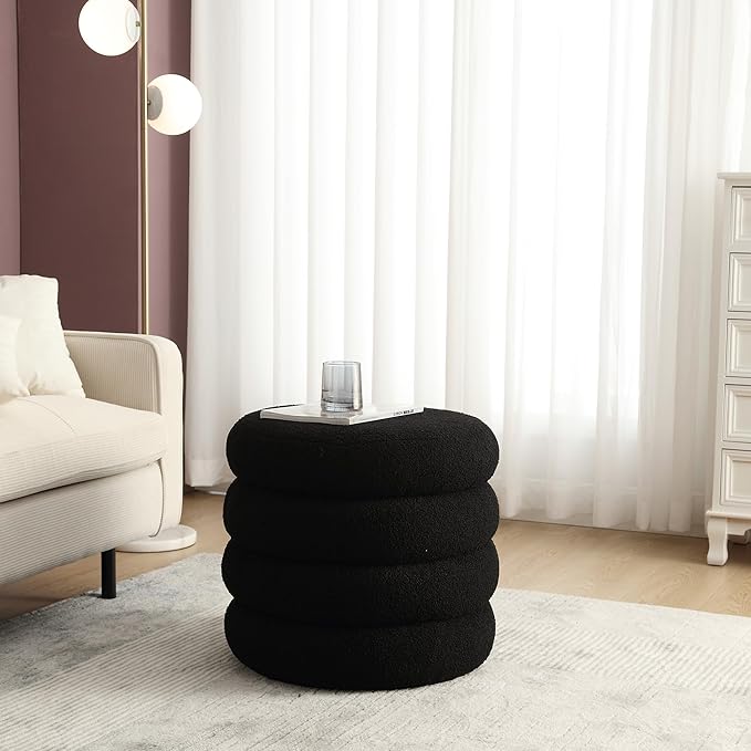 Flouki 19.5" Storage Ottoman Round, Vanity Stools