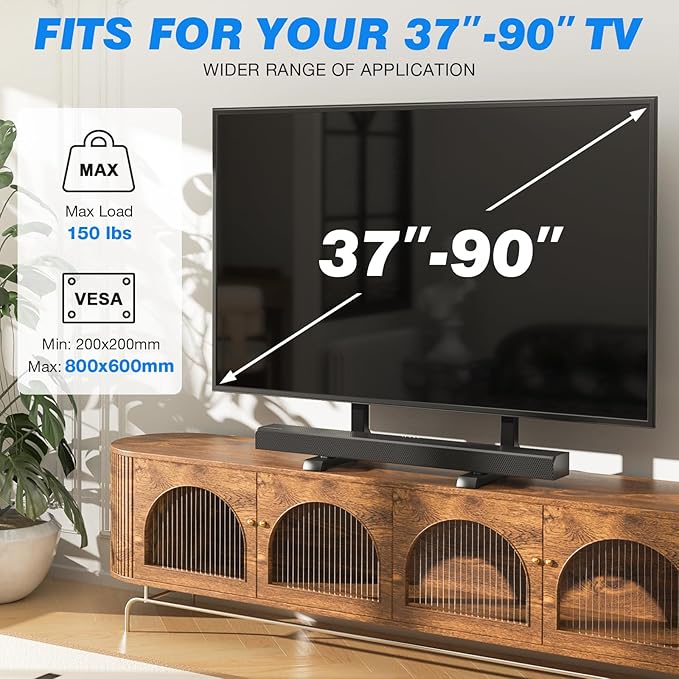 Rfiver Table Top TV Stand with Height Adjustable TV Legs, TV Stands Base with