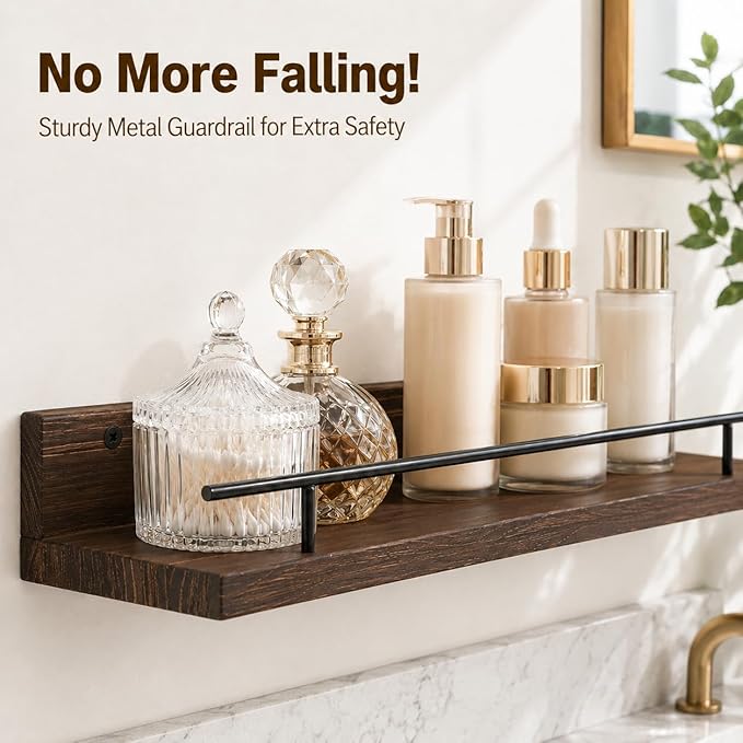 3-Piece Rustic Wood Floating Shelves