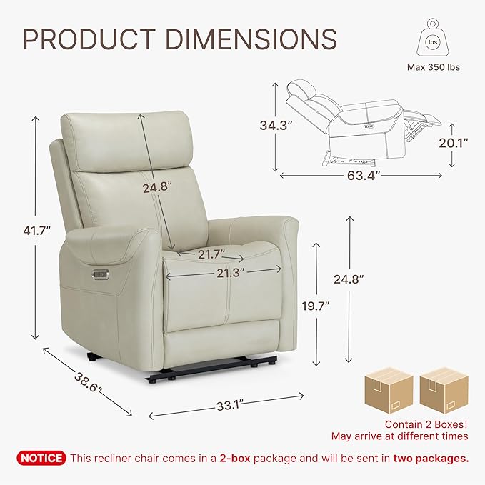KISLOT Leather Recliner Chair Set of 2, Wall Hugger RV Recliners