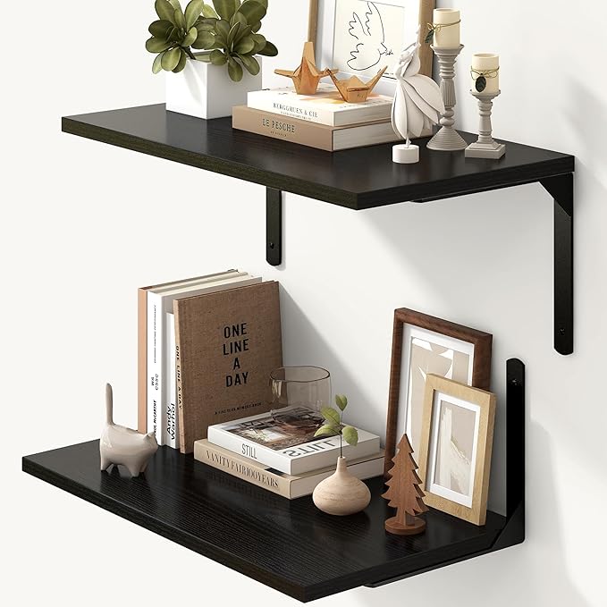 Fun Memories Floating Shelves for Wall, 12 Inch Deep Floating Shelves Set of 2