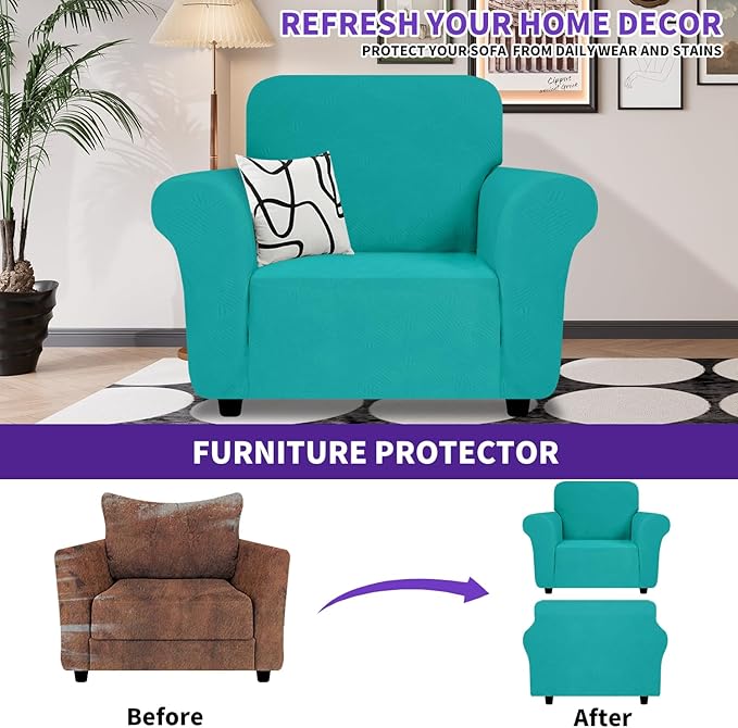 ZNSAYOTX Chair Cover with Arms, New Striped Sofa Chair Covers