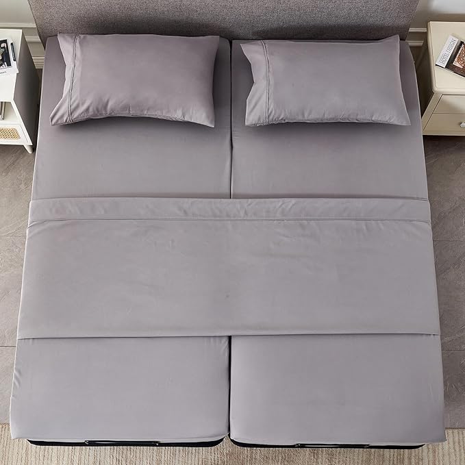 Kingnex Split Queen Sheets for Adjustable Bed Soft 1800 Microfiber 5 Pieces