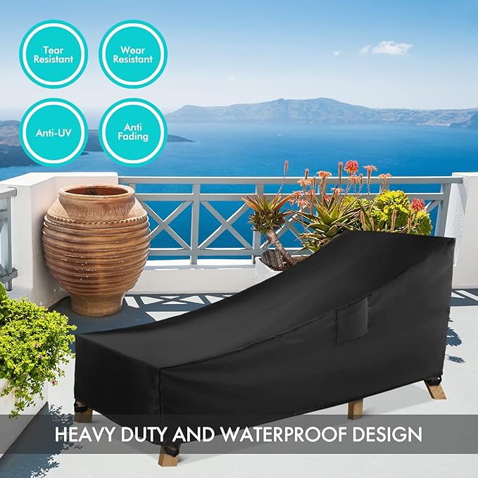 WLEAFJ Chaise Lounge Covers Outdoor Patio Lounge Chair Covers, Heavy Duty