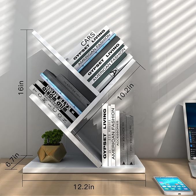 Godferyxin Tree Bookshelf, 3-Tier Small Bookcase