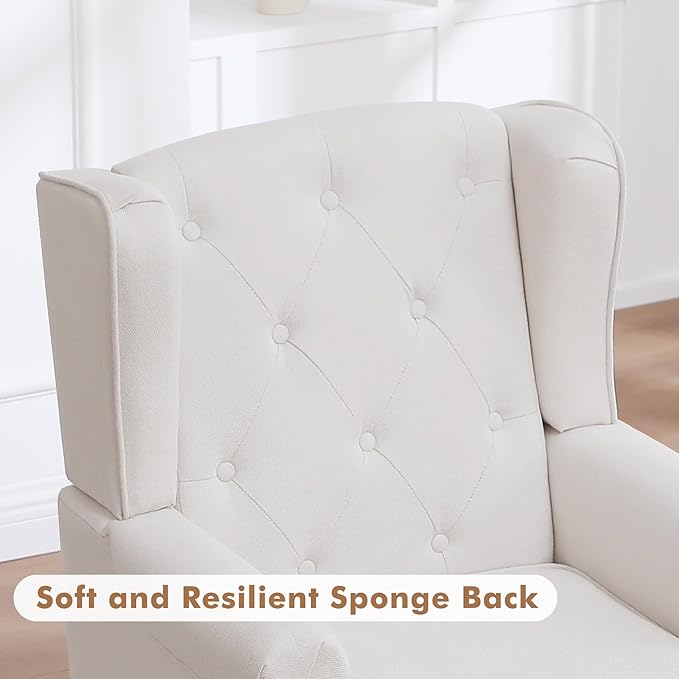 Accent Chair for Living Room, Mid Century Modern Upholstered Armchair, Wingback