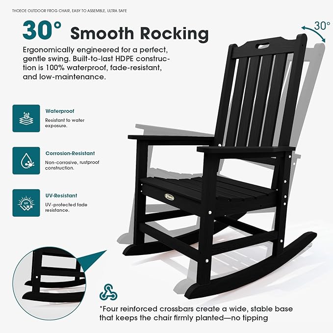THOEOE Oversized Rocking Chair, Outdoor Rocking Chair