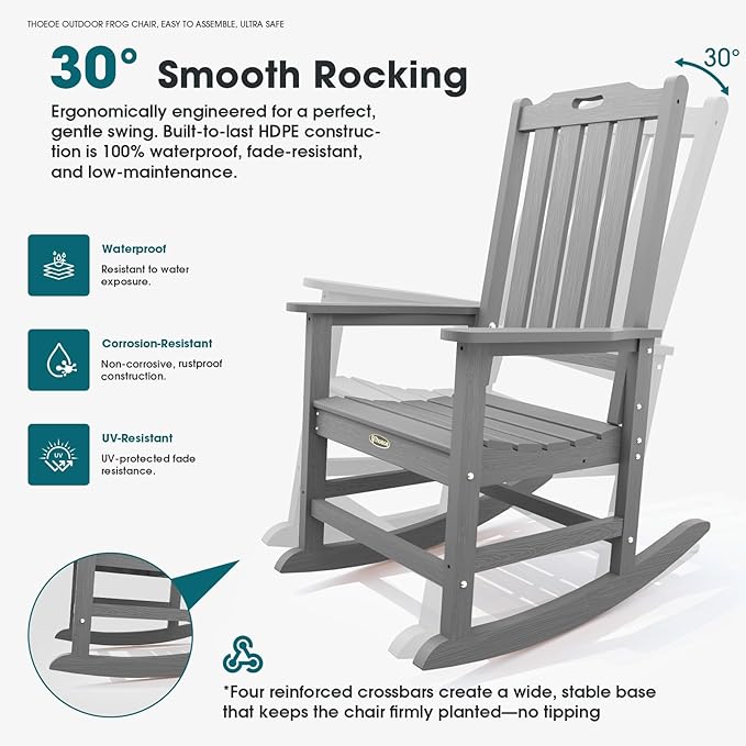 THOEOE Oversized Rocking Chair, Outdoor Rocking Chair