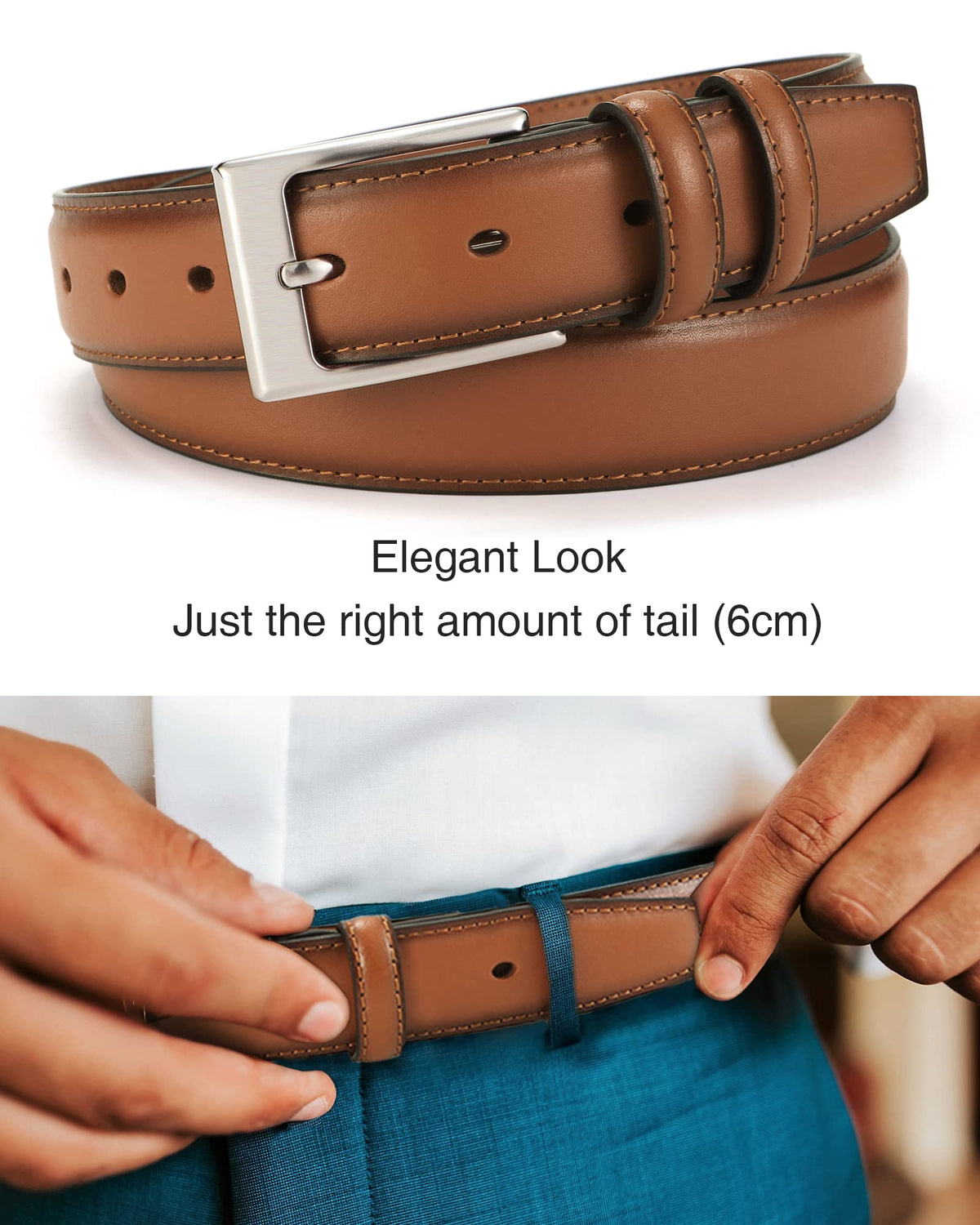 CHAOREN Mens Belts Leather 1 1/8" for Gift Men - Perfect Companion to Mens Dress Shoes