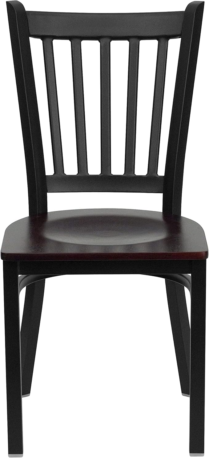 Flash Furniture 2 Pk. HERCULES Series Black Vertical Back Metal Restaurant Chair