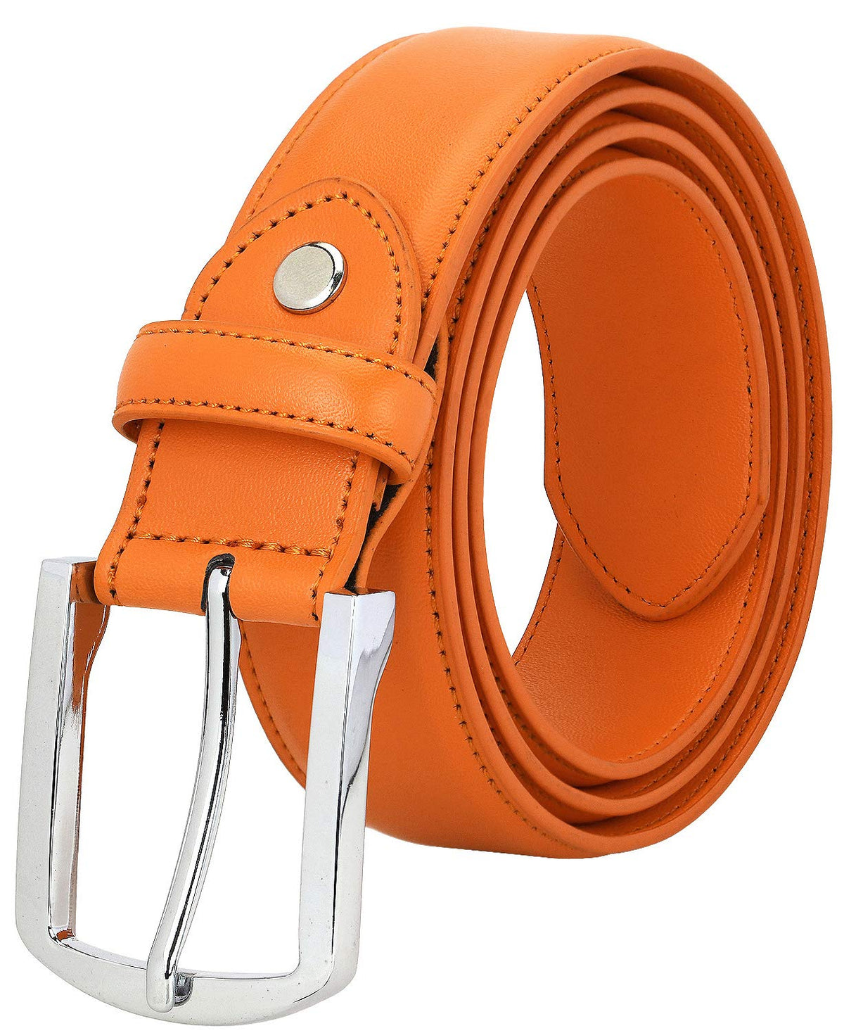 Falari Men Genuine Leather Casual Dress Belt With Single Prong Buckle 9028-ORG-34