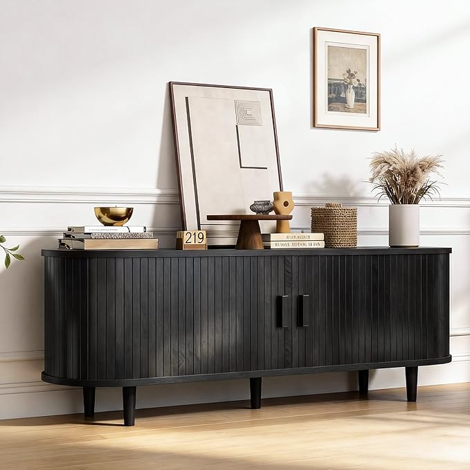 58" Mid Century Modern TV Stand, Wood TV Consoles