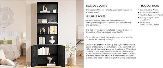 Bookshelf, 6-Tier Floor Bookcase