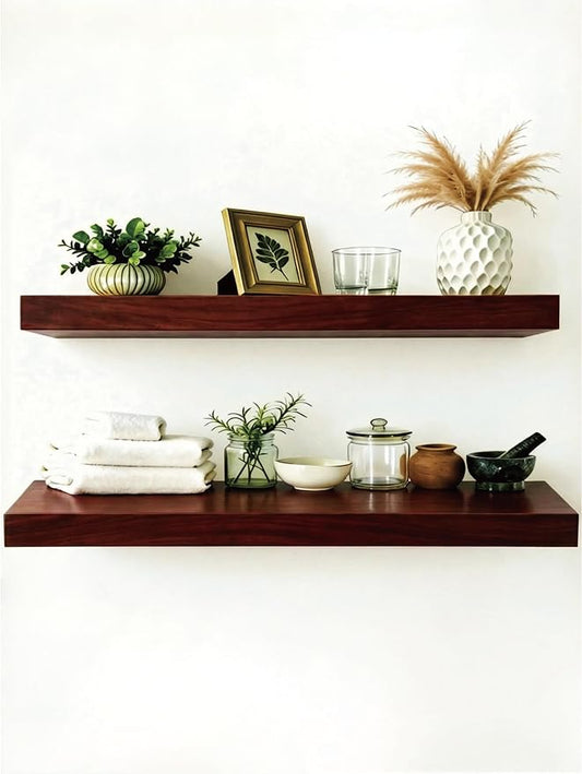 Solid Wood Floating Shelves, 40in Finished Real Wood Wall Shelves