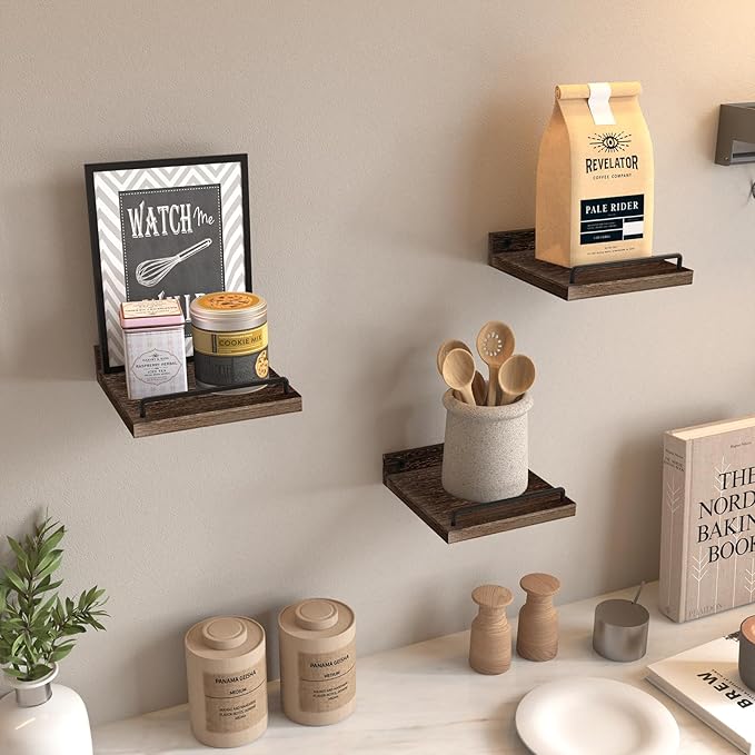 RYOFOBETTO Small Floating Shelf, 6X6 Inches Farmhouse Wall Shelves