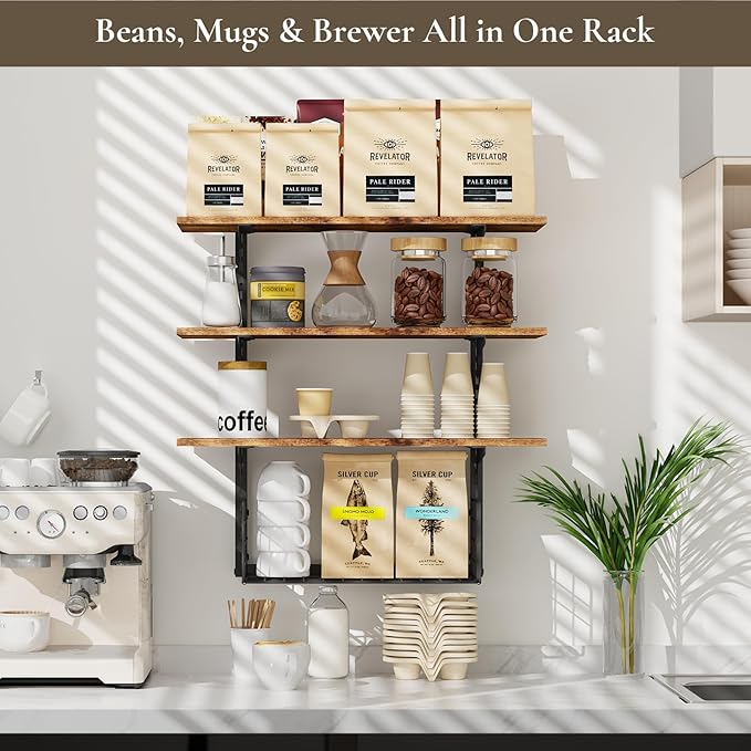 3 Tier Floating Shelf with Storage Baskets, Wall Mounted Bathroom Shelves Over
