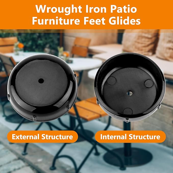 36-Pack Wrought Iron Patio Furniture Feet Caps 1-1/2 inch Round Plastic Outdoor