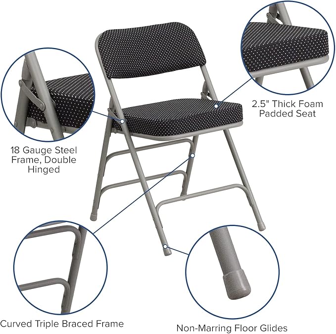 Flash Furniture 2 Pack HERCULES Series Premium Curved Triple Braced & Double