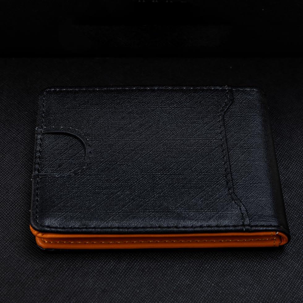 ECROSKO Mens Slim Wallet - Minimalist Front Pocket Bifold Top-Grain Leather Wallets with Money Clip ID Window Credit Card Holders Gifts for Men