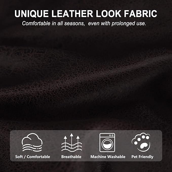 ANARACHON Leather Look Recliner Couch Cover, 8-Pieces Stretch Recliner Sofa