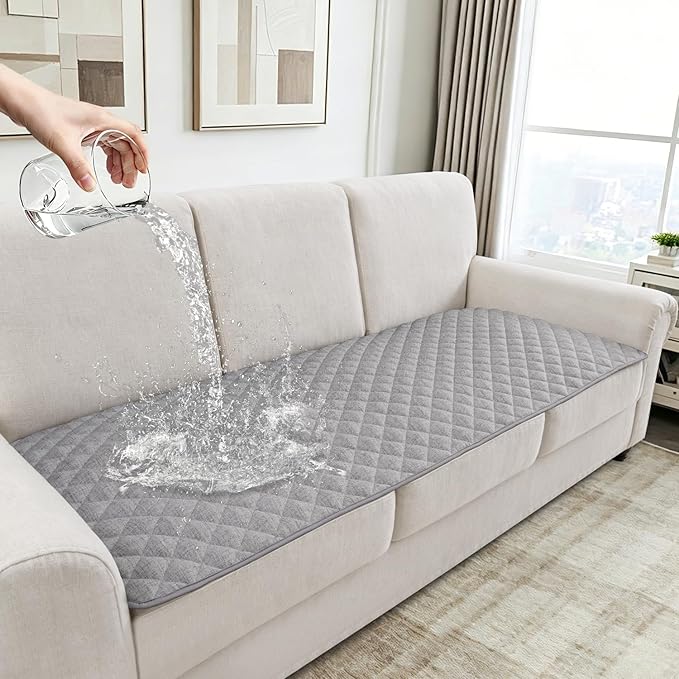 Dog Couch Cover for Sofa 100% Waterproof Faux Linen Sofa Covers for 3 Cushion