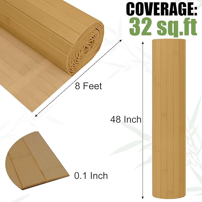 2 Pack Bamboo Wall Panel for Interior Wall Decor, Renewable Pole Wrap