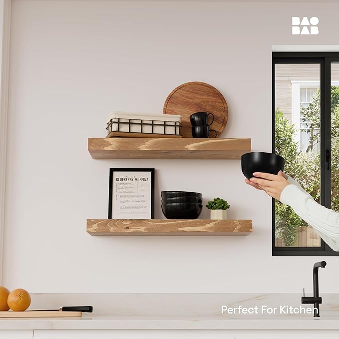 BAOBAB WORKSHOP Natural Wood Floating Shelves