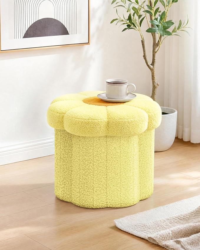 B FSOBEIIALEO Storage Ottoman Foldable, Sunflower Shaped Small Footrest