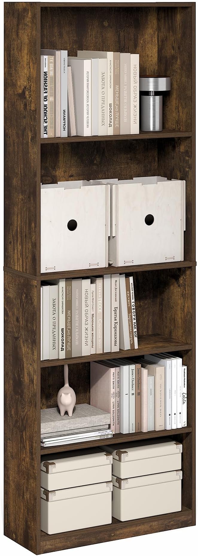 Furinno Jaya Book Shelf, 5-Tier Tall Book Shelf, Bookcase