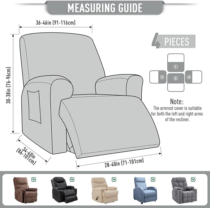 TAOCOCO Oversized Recliner Chair Covers, 1 Seater Streach Recliner Covers Soft