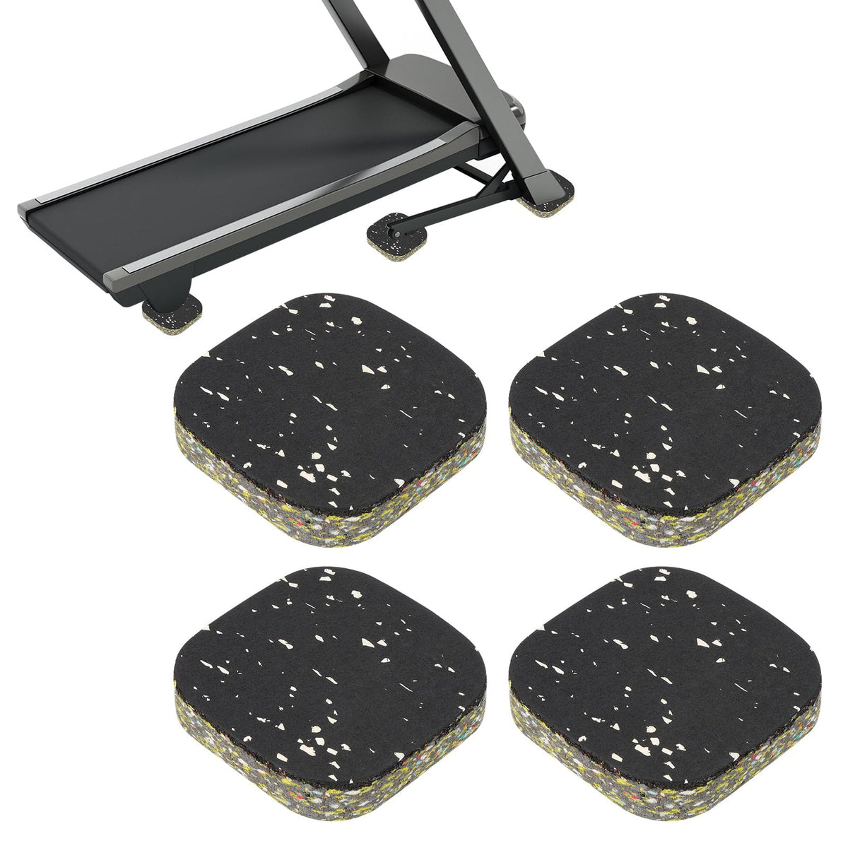 PATIKIL 4 Pcs Treadmill Mat Pads, 4x4x0.8 High Density Foam Anti Vibration Pad Sound Proof Floor Mat Exercise Equipment Mat for Carpet Protect Noise Reduction Home Gym, White