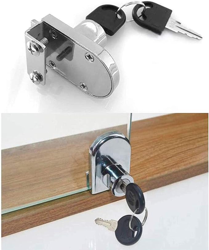 2Pcs Glass Cabinet Lock with Keys, Display Case Lock