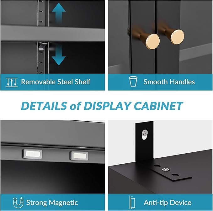 4-Tier Glass Display Cabinet